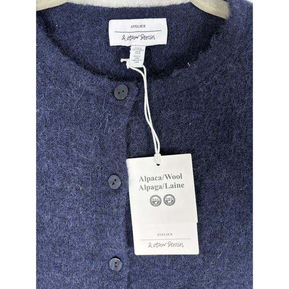 & Other Stories Cardigan Sweater Alpaca Wool Blend Knit Quiet Luxury Preppy M - Picture 11 of 11